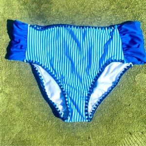 New Juniors Size 17 XL Blue & White Bikini Bottom Swim Suit